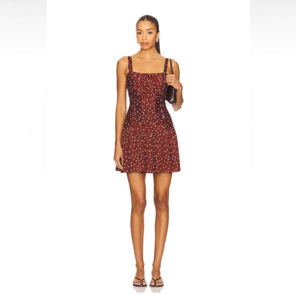 SAYLOR Posy Polka Dot Mini Dress in Burnt Umber